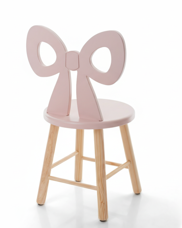Cadeira Infantil Laço - Rosa Claro