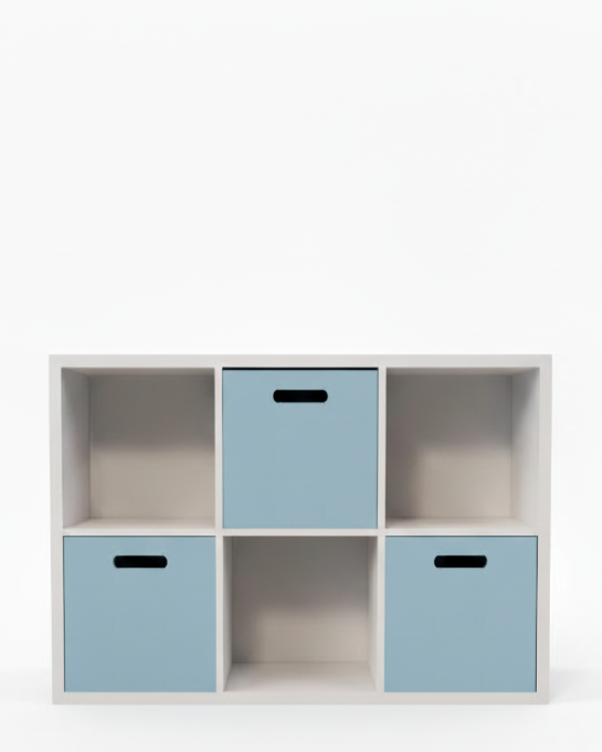 Estante Organizadora Infantil Off White - Com Caixas Azul