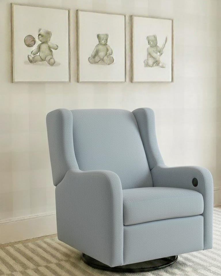 Poltrona Comfy - Veludo Azul Acinzentado