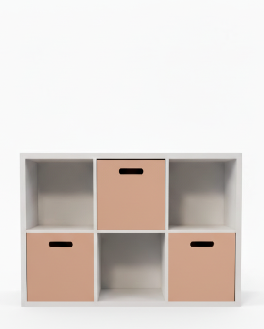 Estante Organizadora Infantil Off White - Com Caixas Rosa