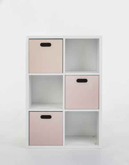 Estante Organizadora Infantil Off White - Com Caixas Rosa