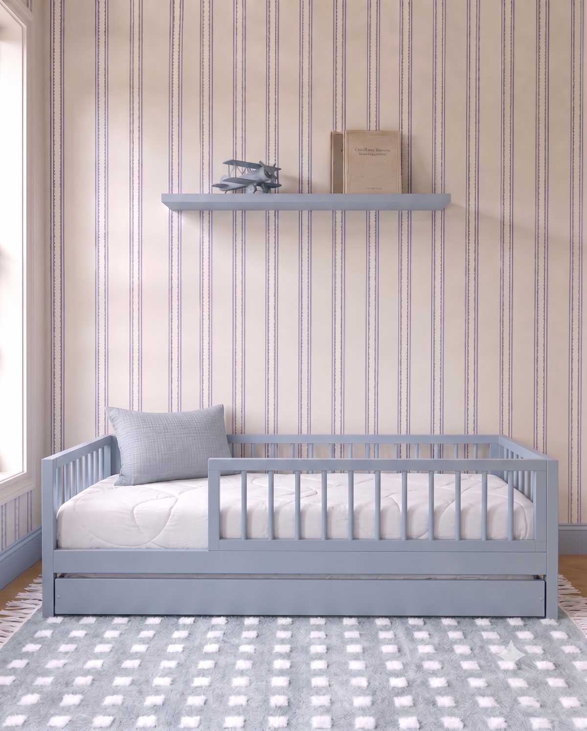 Evolutive Spindle Trundle Bed · 4-in-1 · Blue