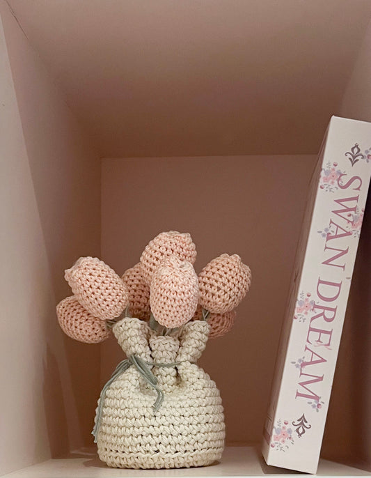 Vaso de Crochê Tulipas - Off White
