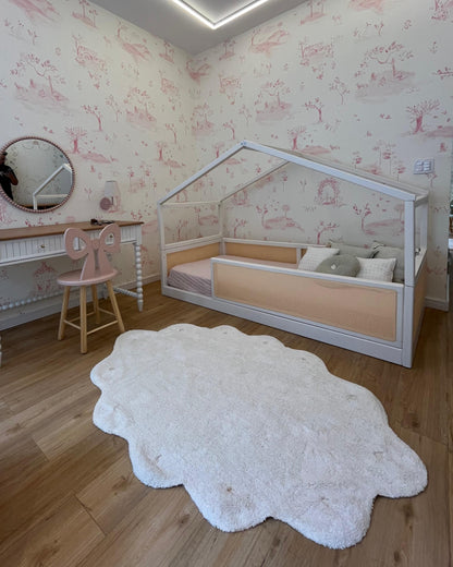 Tapete Lavável de Algodão Oval Doce Nuvem Off White - 120 x 160