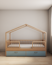Cama Casinha Evolutiva com Gavetões Azul
