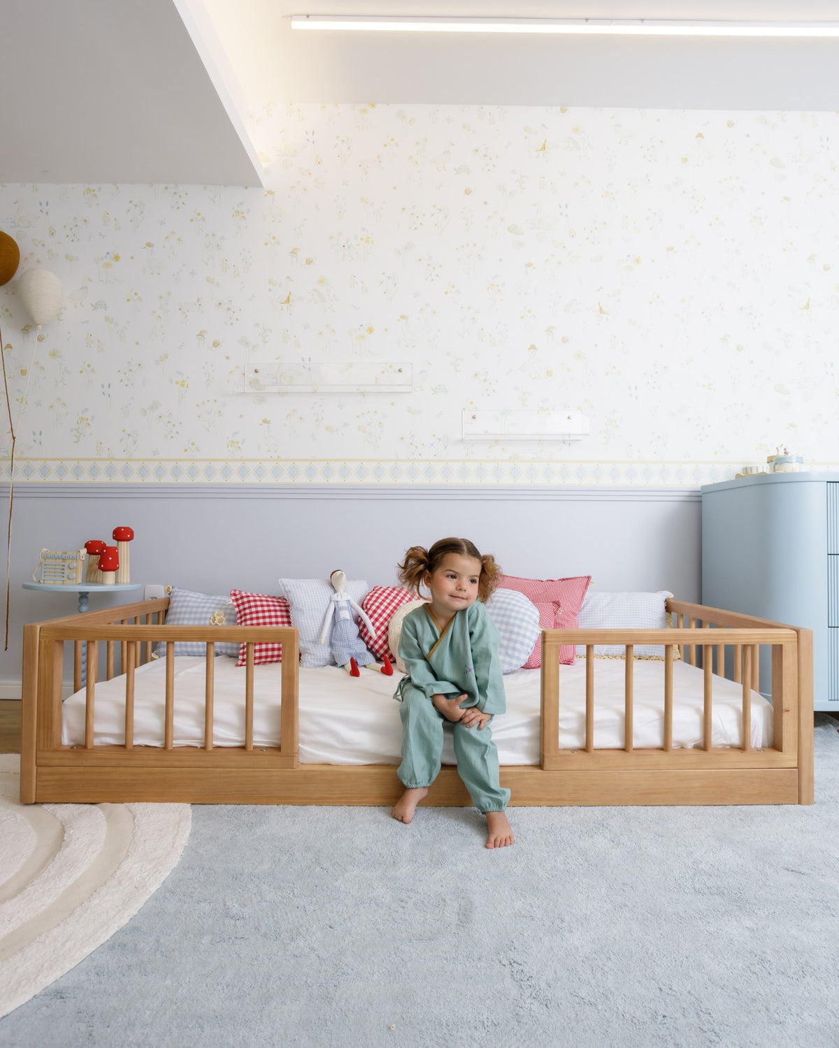 Evolutive Spindle Bed · 4-in-1 · Oak Wood · Central Exit