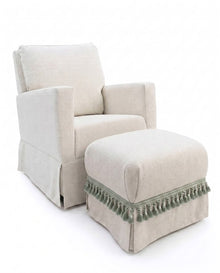 Poltrona Pluma Linho Prime Off-White + Puff