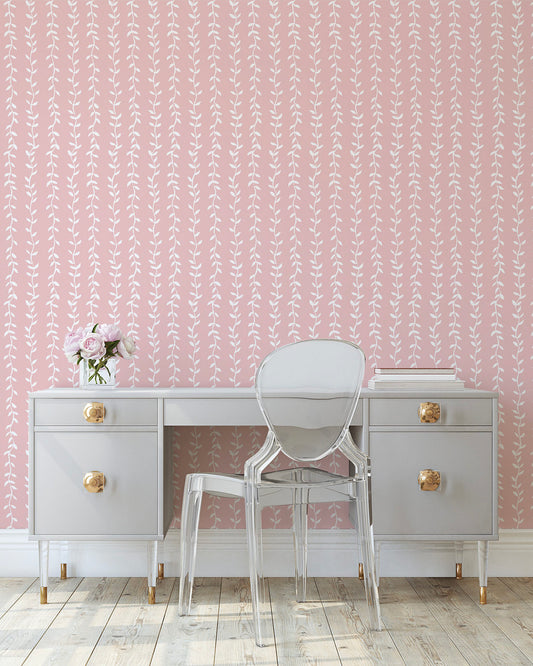 Papel de Parede Foglia Fundo Rosa