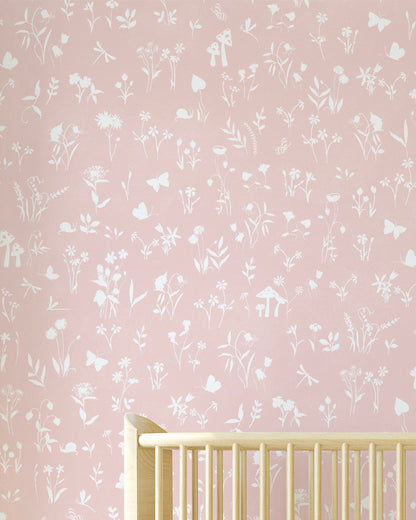 Papel de Parede Jardim Encantado Rosa