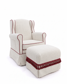 Poltrona Aurora Linho Prime Off-White + Puff
