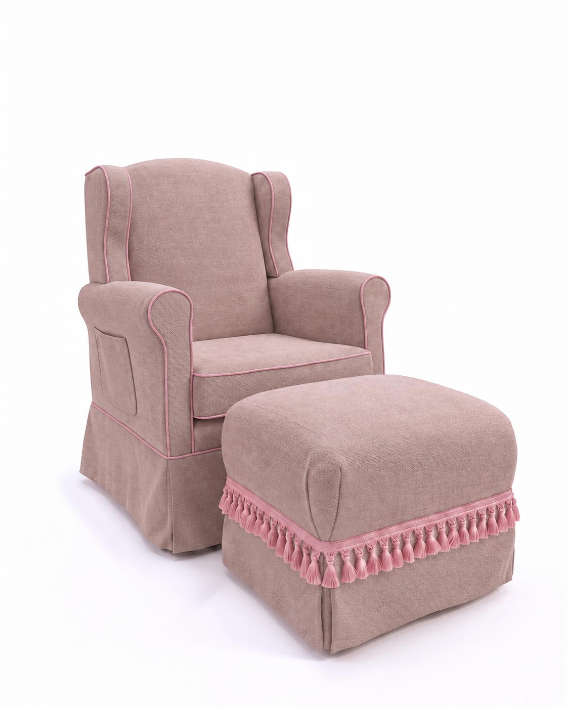 Poltrona Aurora Linho Prime Rose + Puff