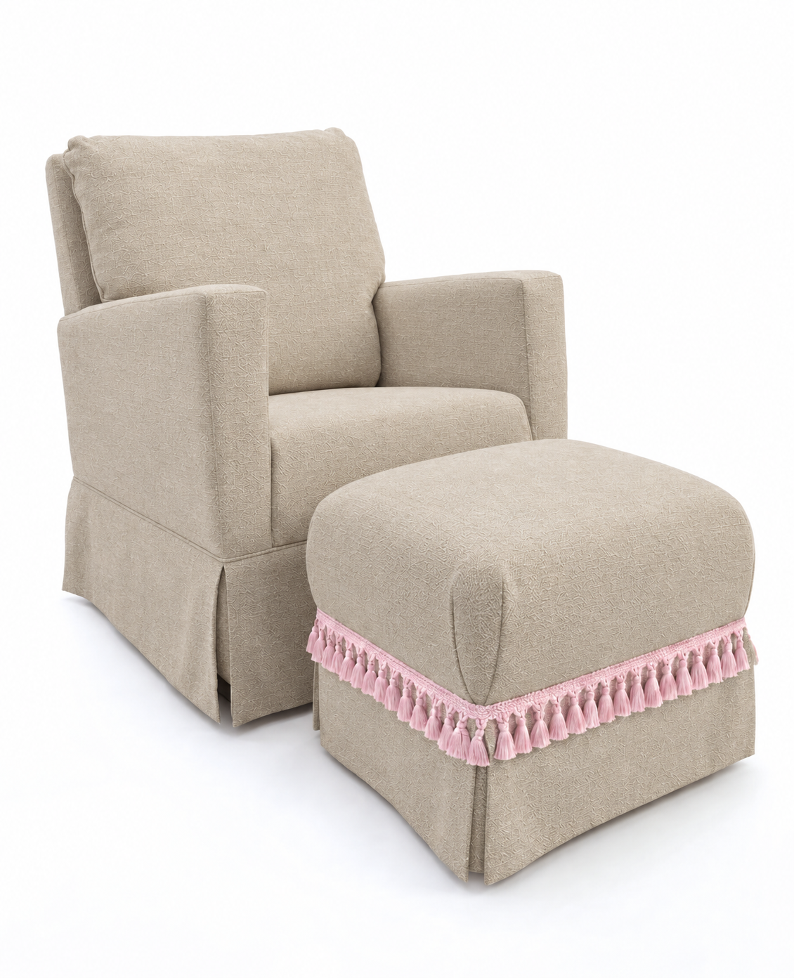 Poltrona Pluma Linho Prime Fendi Claro + Puff
