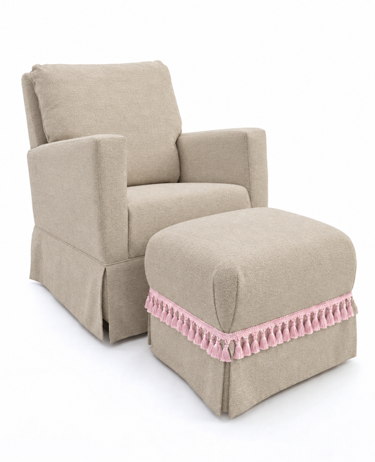 Poltrona Pluma Linho Prime Fendi Claro + Puff