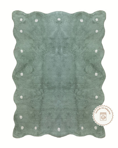 Tapete Lavável de Algodão Doce Ondas Verde