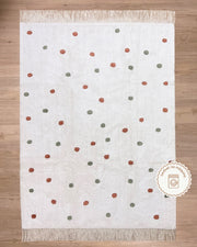 Tapete Lavável de Algodão Bolinhas Boho com Franja