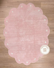 Tapete Lavável de Algodão Oval Doce Nuvem Rosa