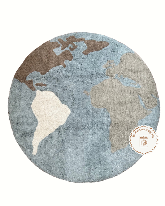 Tapete de Algodão Mapa Mundi - 140 x 140