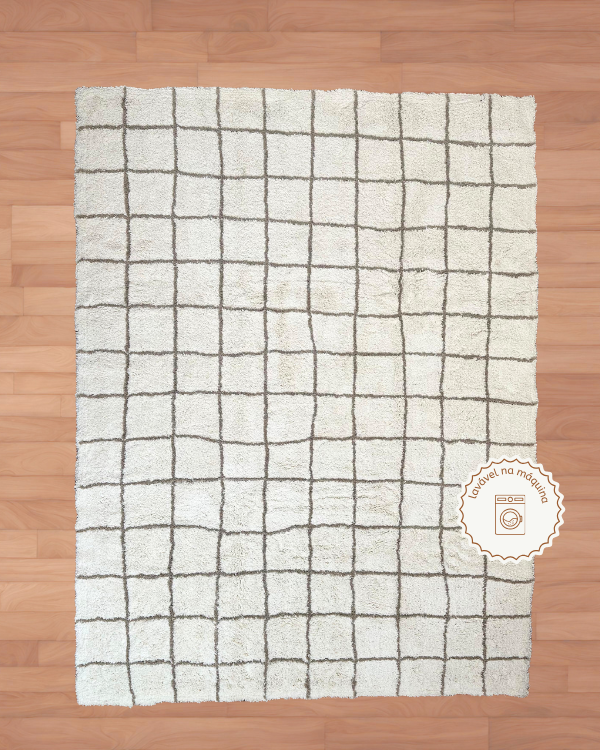 Tapete Lavável Algodão Grid - 120 x 160