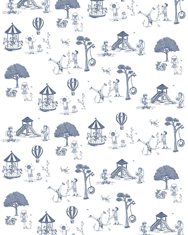 Papel Toile De Jouy Azul