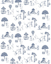 Papel Toile De Jouy Azul