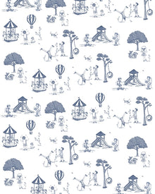 Papel Toile De Jouy Azul