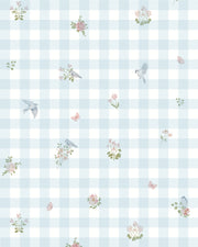 Papel de Parede Vichy Floral Azul