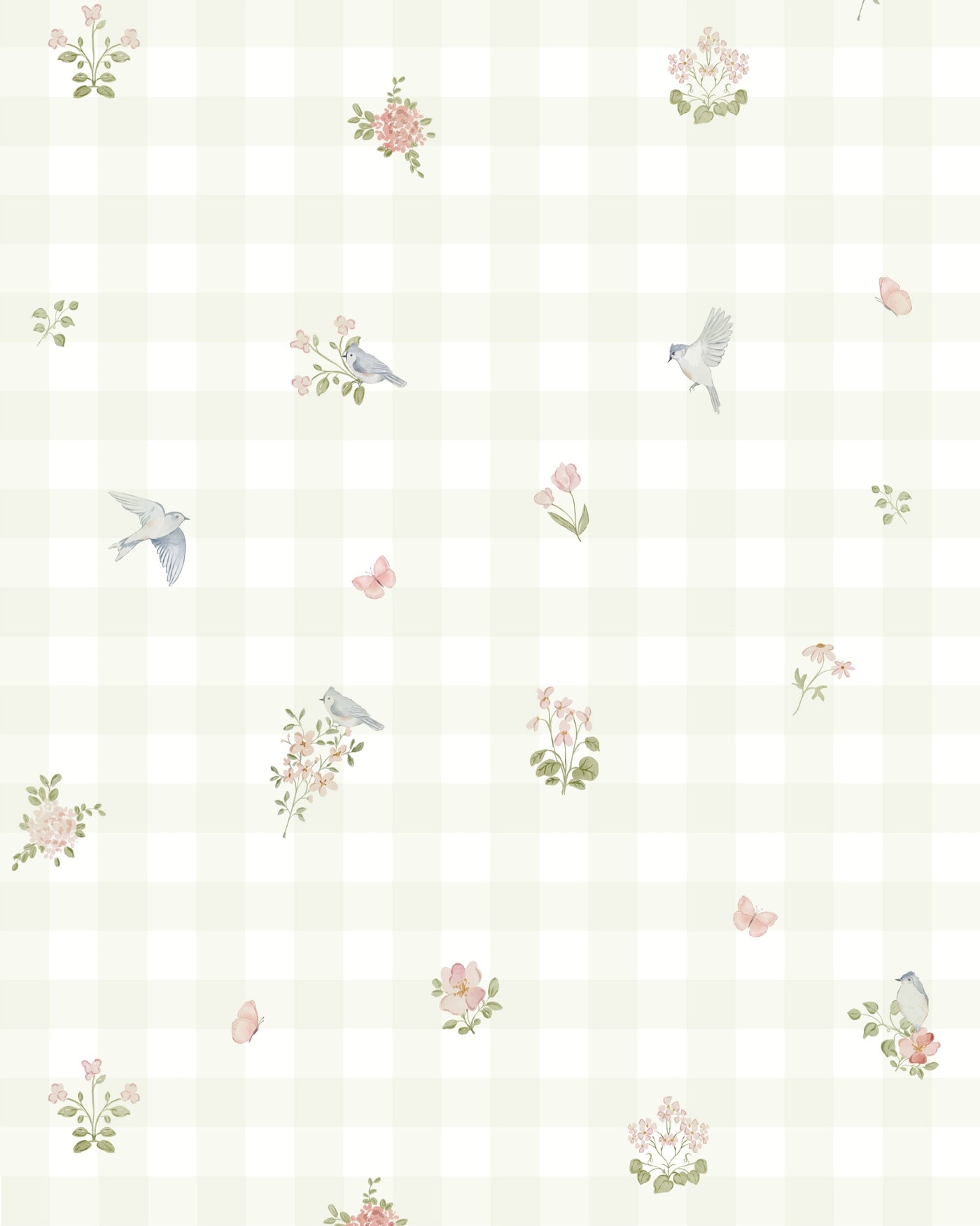 Vichy Green Floral Wallpaper