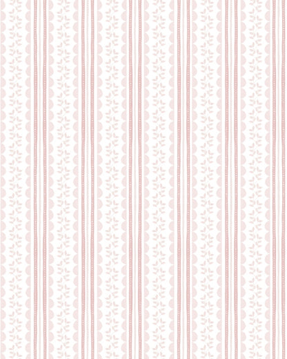 Papel Listras Ondinhas e Folhinhas Rosa