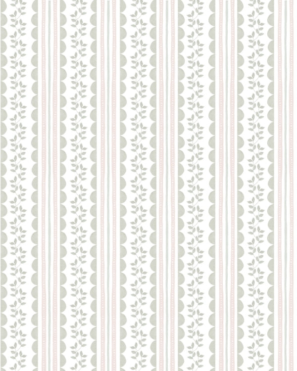 Papel Listras Ondinhas Verde e Rosa Material:Papel Celulose