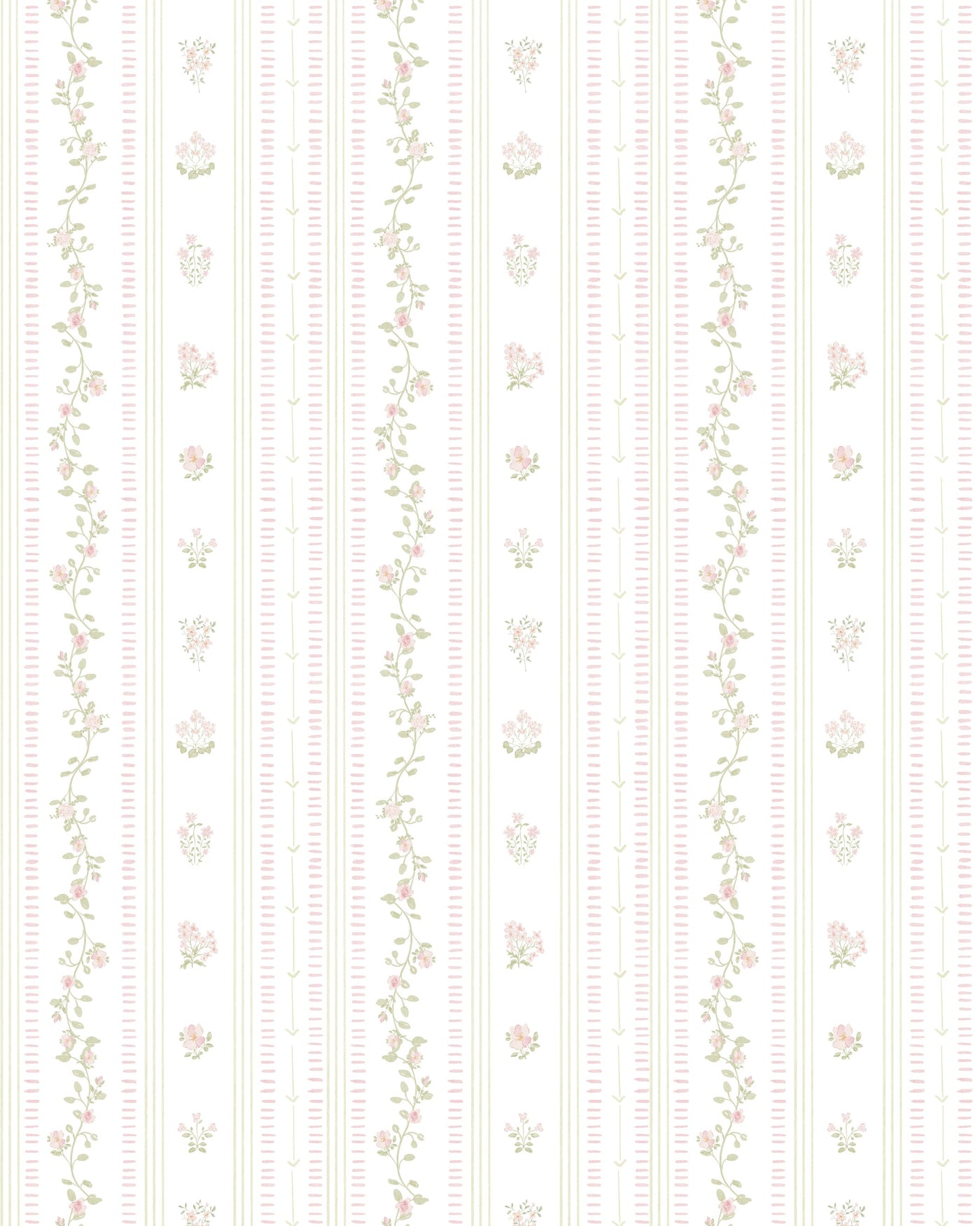 English Wallpaper with Pink Stripes