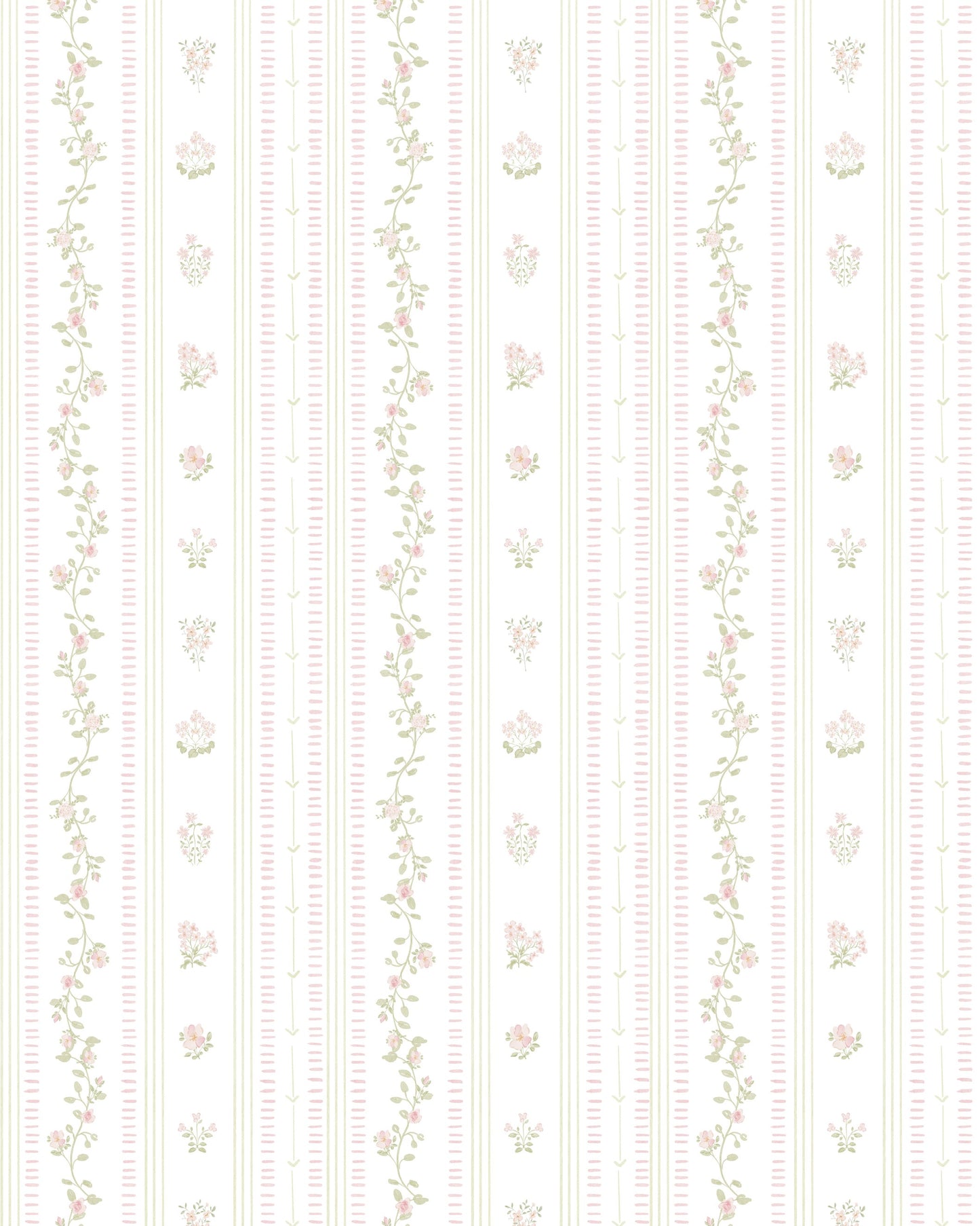 English Wallpaper with Pink Stripes