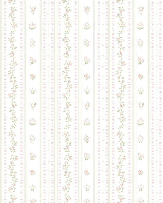 Papel de Parede English com Faixas Rosa