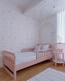 Papel de Parede Vichy Floral Rosa