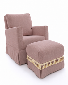 Poltrona Pluma Linho Prime Rose + Puff