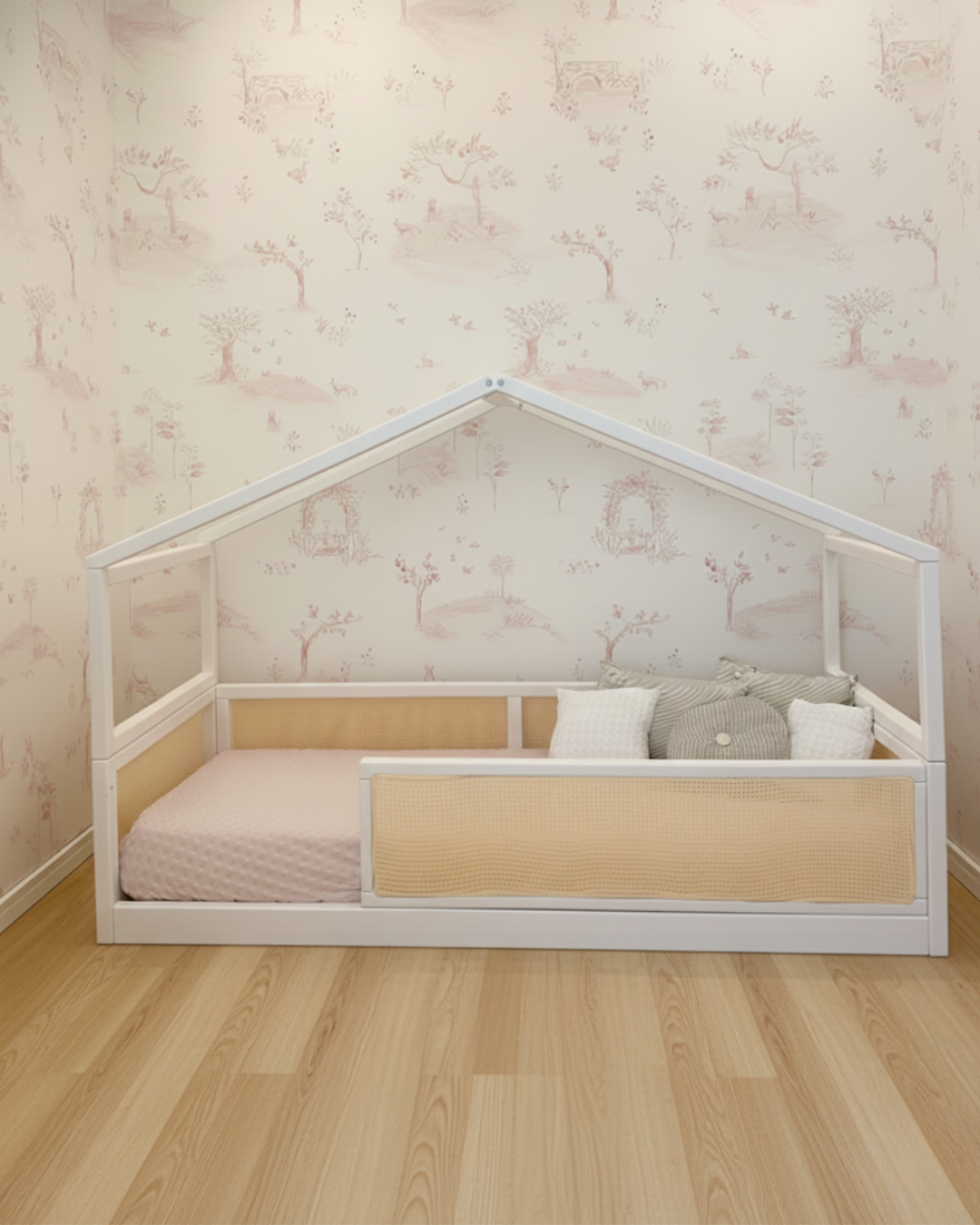 Cama Casinha - Saída Lateral - Palha - Off White