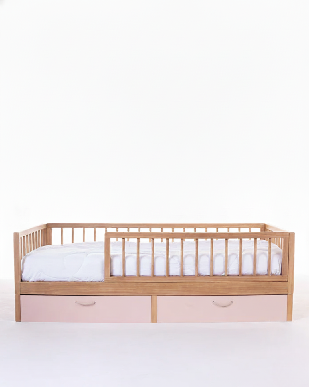 Cama Montessori Evolutiva - Saída Lateral + Gavetões Rosas