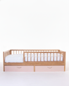 Cama Montessori Evolutiva - Saída Lateral + Gavetões Rosa